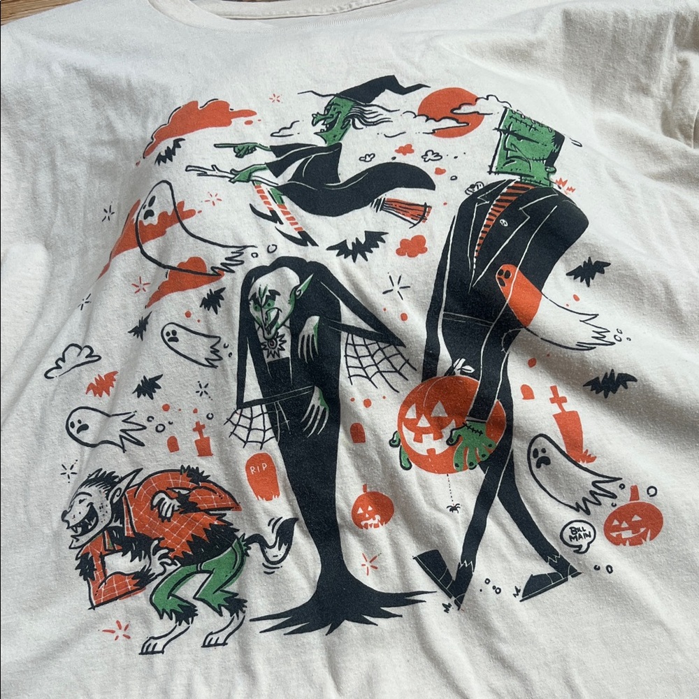 Halloween Monsters Beige T-Shirt - Picture 3 of 3